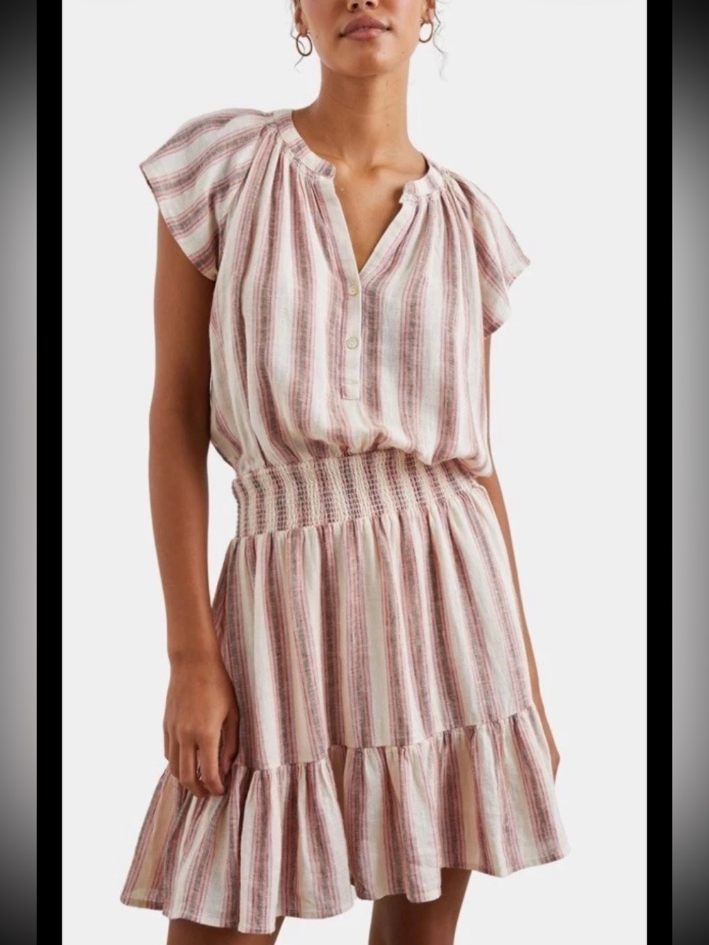 RAILS Augustine Linen Blend Dress Camino Stripe Size XS